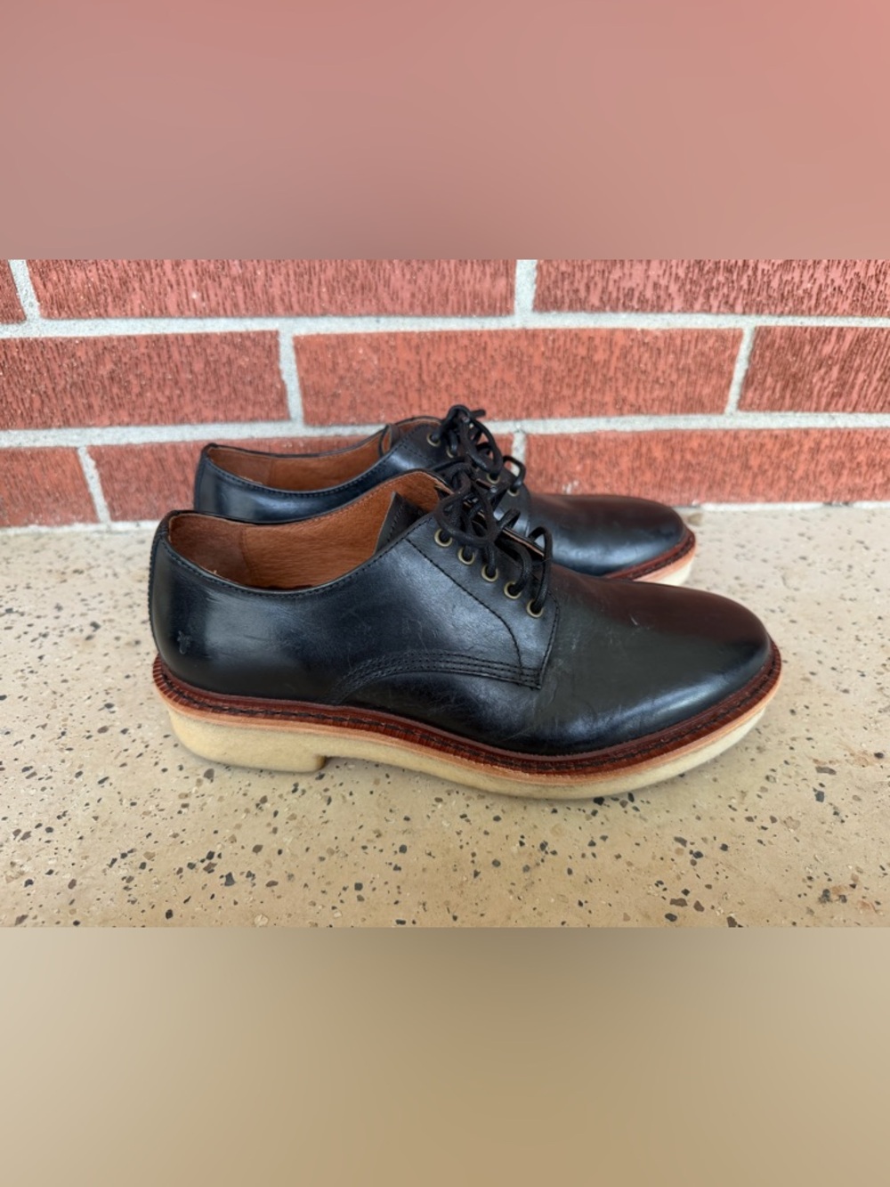 Frye Black Oxford Luke Leather Lace Up Dress Shoes men’s size 7